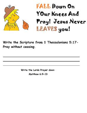 Fall Prayer Sunday School Lesson
